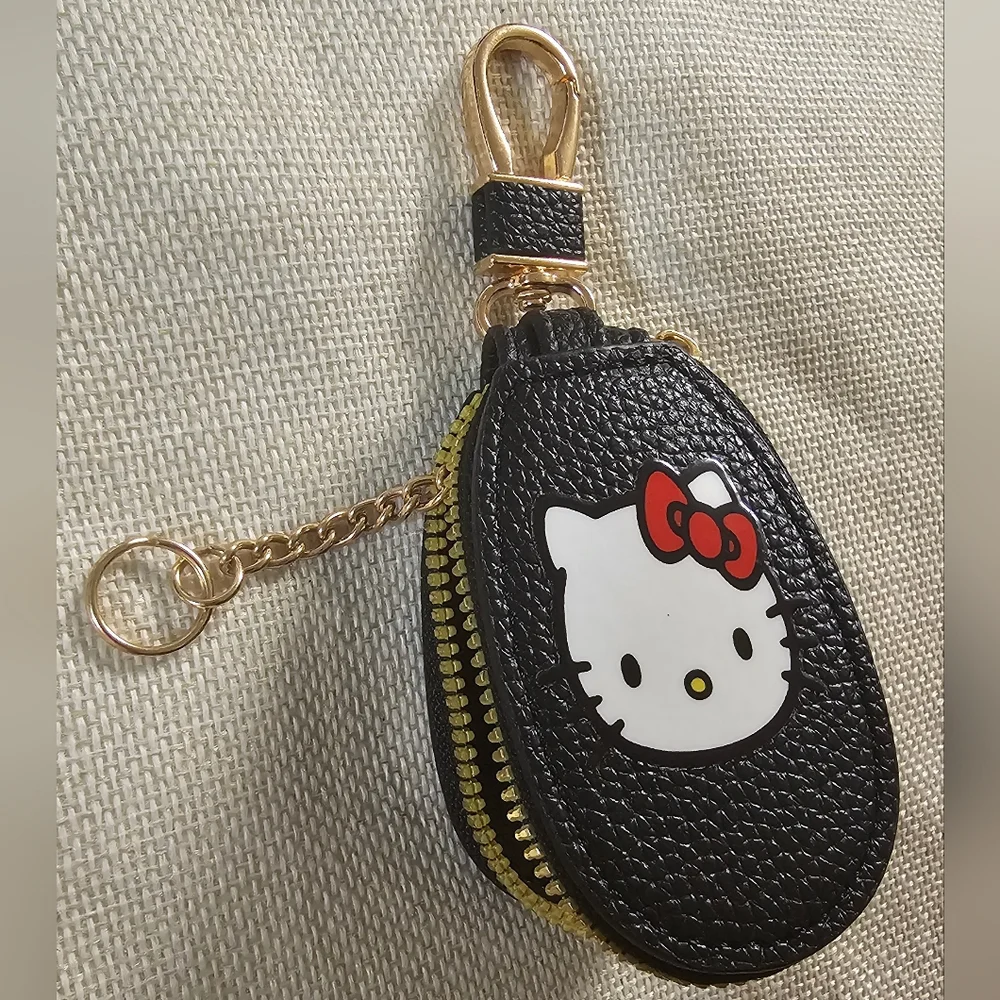 Hello Kitty Black Vegan Leather Coin Pouch NWOT - Picture 5 of 6
